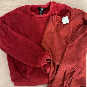 Athleta girls fleece sweatshirt and waffle long sleeve shirt